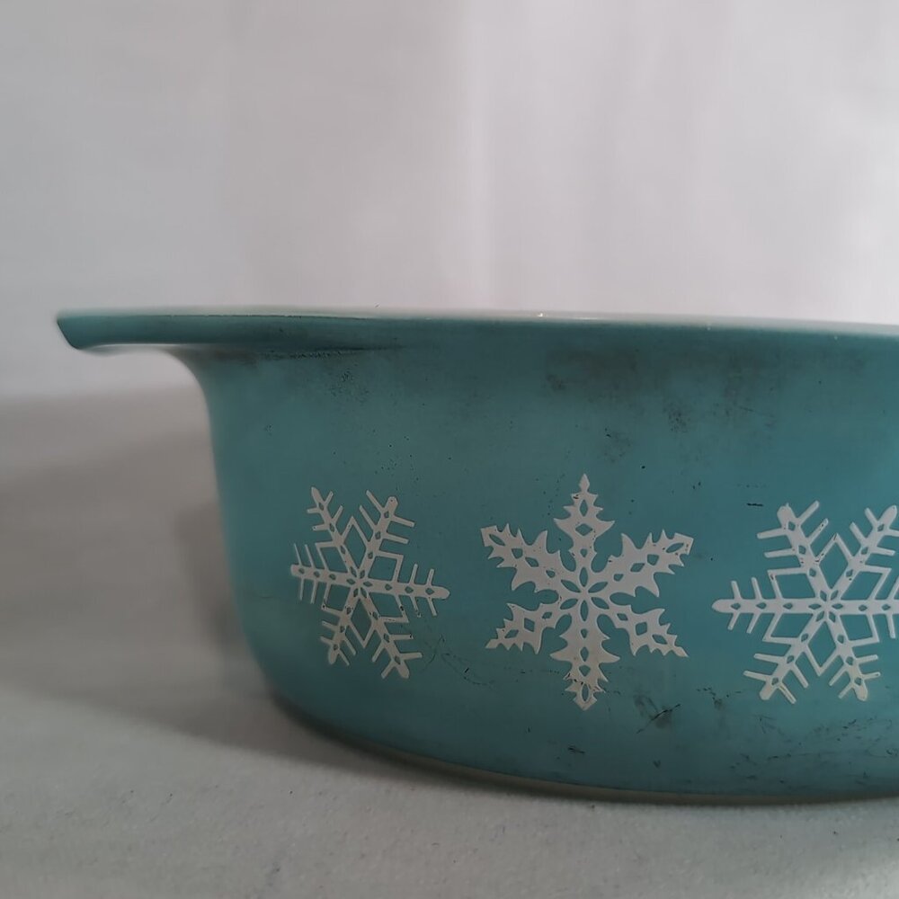PYREX USA 1 1/2 Qt Casserole Dish 043 Turquoise Snowflake Vintage NO LID Oval - Picture 5 of 15